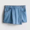 Asymmetrisk wrap-skort i bomuldsdenim