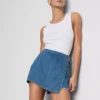 Asymmetrisk wrap-skort i bomuldsdenim