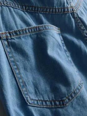 Asymmetrisk wrap-skort i bomuldsdenim