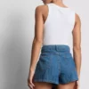 Asymmetrisk wrap-skort i bomuldsdenim
