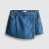 Asymmetrisk wrap-skort i bomuldsdenim