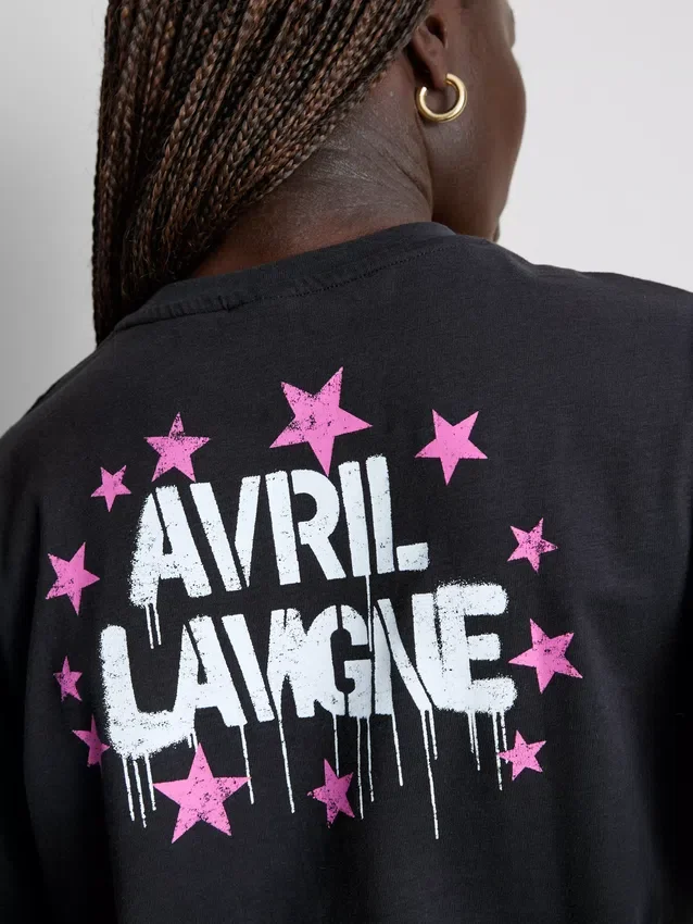 Avril Lavigne grafisk bomuldst-shirt