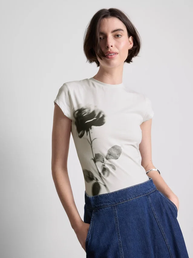 Baby-T-shirt i bomuld med blomsterprint