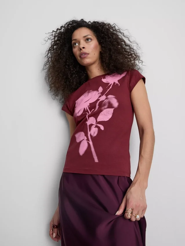 Baby-T-shirt i bomuld med blomsterprint