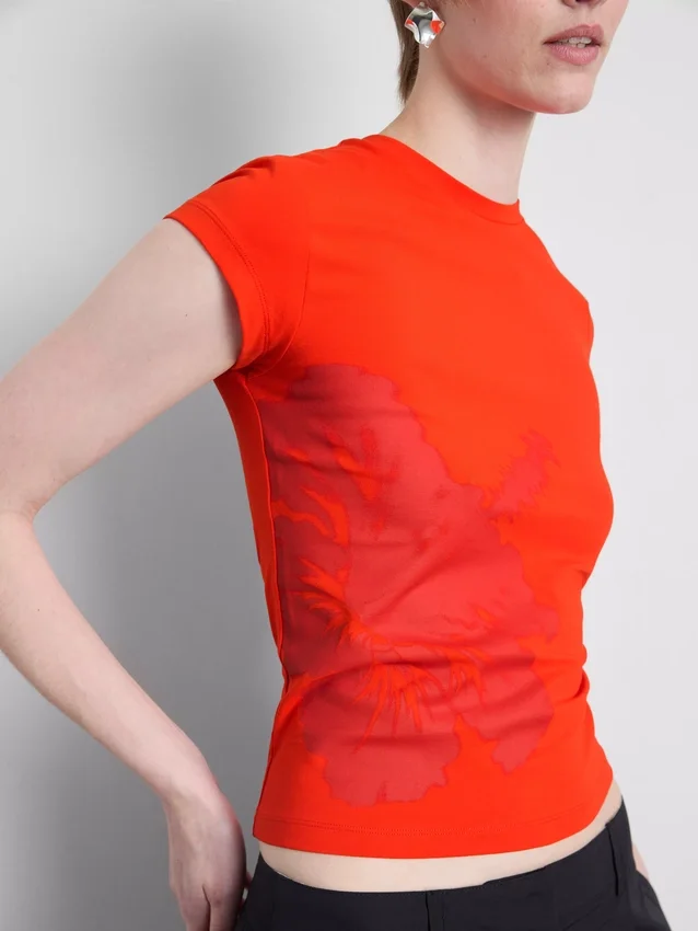 Baby-T-shirt i bomuld med blomsterprint