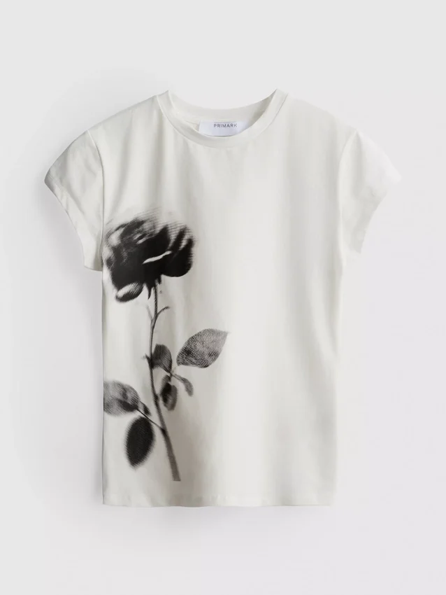 Baby-T-shirt i bomuld med blomsterprint