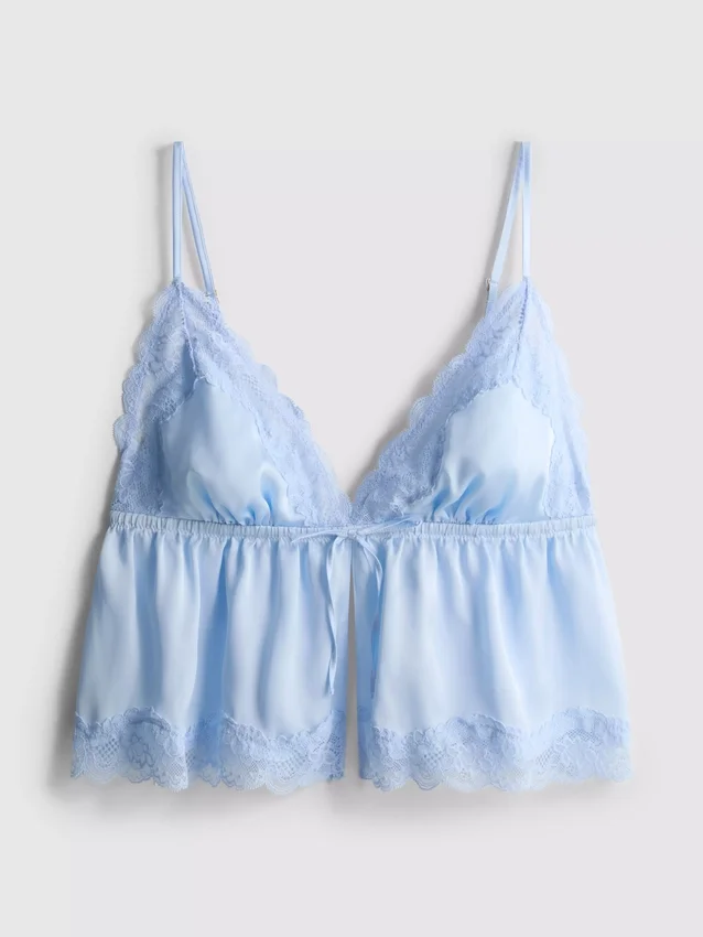 Babydoll-bralette i satin og blonder til brud