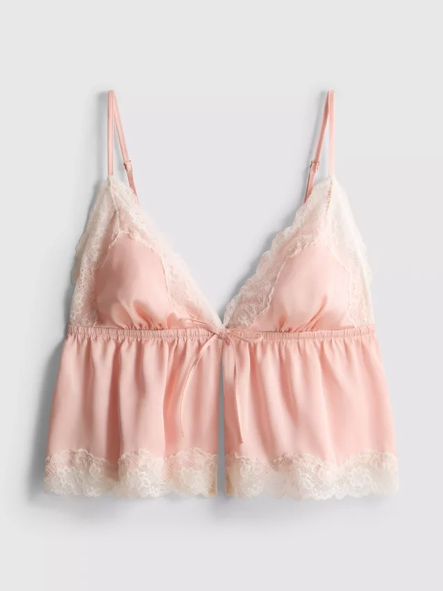 Babydoll-bralette i satin og blonder til brud