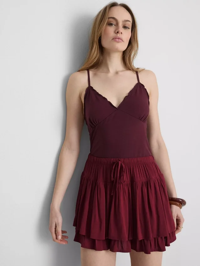 Babydoll-cami-top med V-udskæring