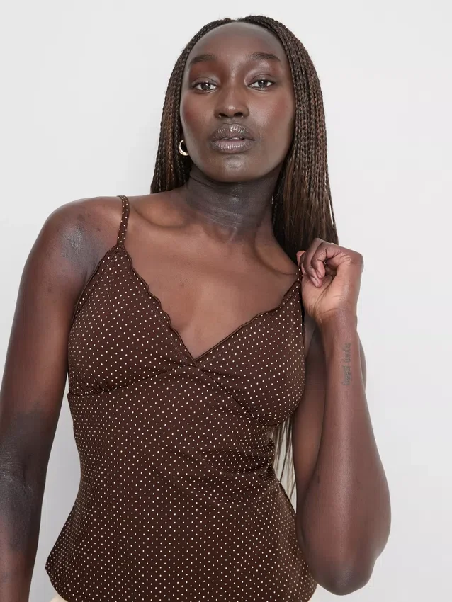 Babydoll-cami-top med V-udskæring