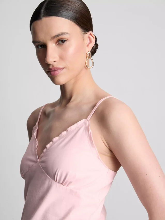 Babydoll-cami-top med V-udskæring