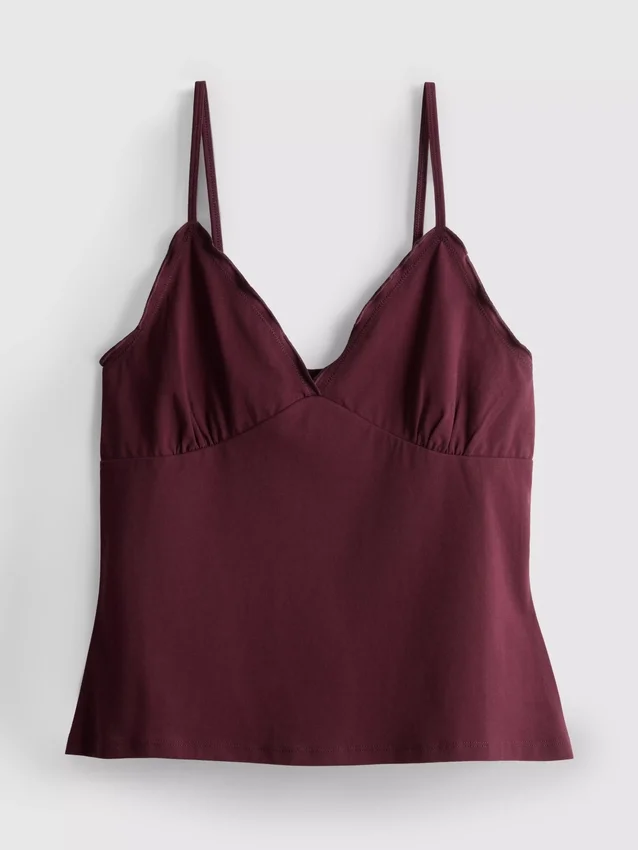 Babydoll-cami-top med V-udskæring