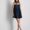 Babydoll-minikjole i bomuldsdenim