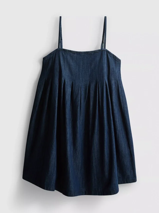 Babydoll-minikjole i bomuldsdenim