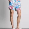 Badeshorts med blomster-graffiti-mønster
