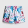 Badeshorts med blomster-graffiti-mønster