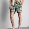 Badeshorts med blomsterprint og snøre i taljen