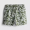 Badeshorts med blomsterprint og snøre i taljen