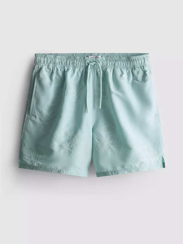 Badeshorts med broderede blade
