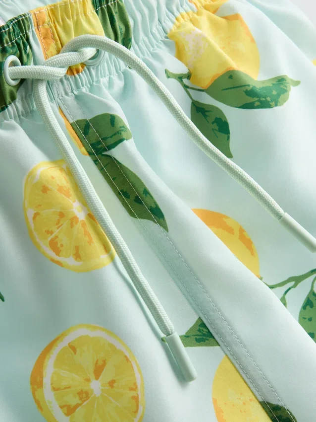 Badeshorts med citronprint