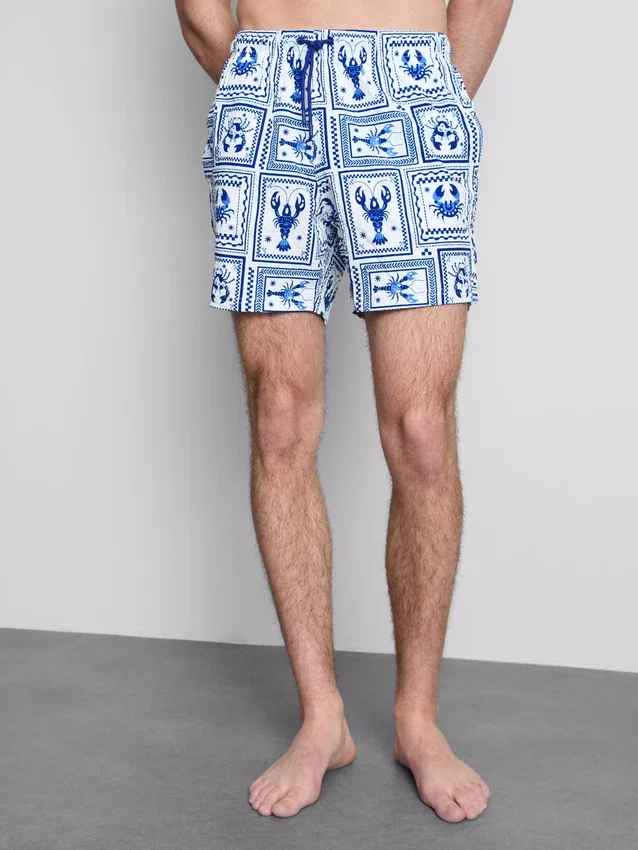 Badeshorts med middelhavsflisestruktur