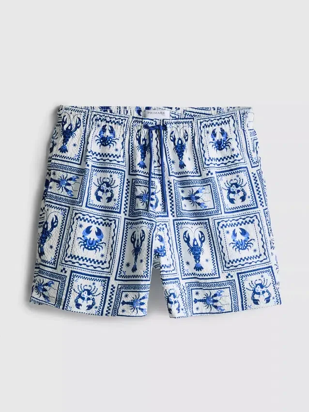 Badeshorts med middelhavsflisestruktur