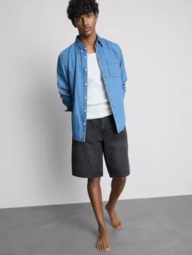 Baggy denimshorts med mellemhøj talje