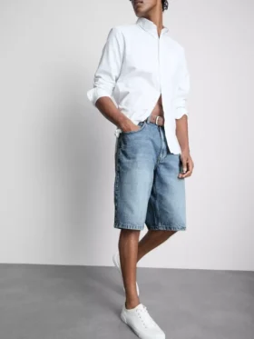Baggy denimshorts med mellemhøj talje