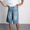 Baggy denimshorts med mellemhøj talje
