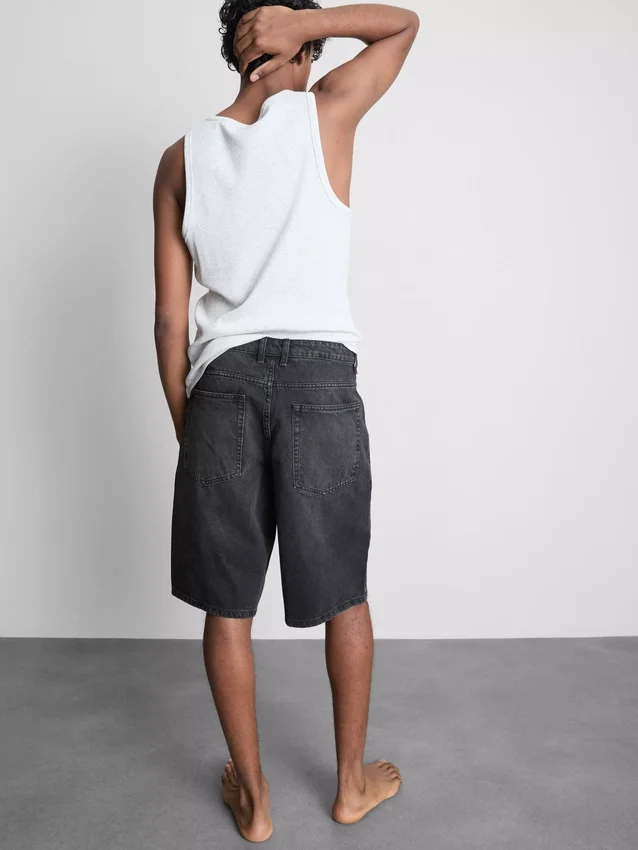 Baggy denimshorts med mellemhøj talje