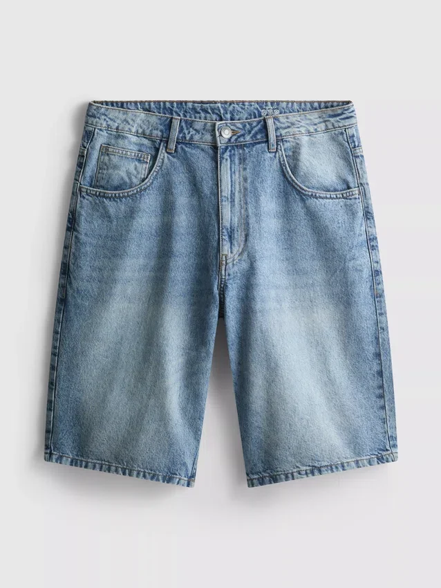 Baggy denimshorts med mellemhøj talje