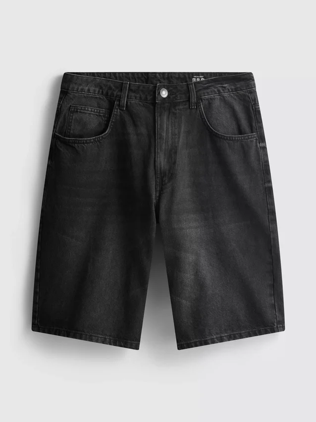 Baggy denimshorts med mellemhøj talje