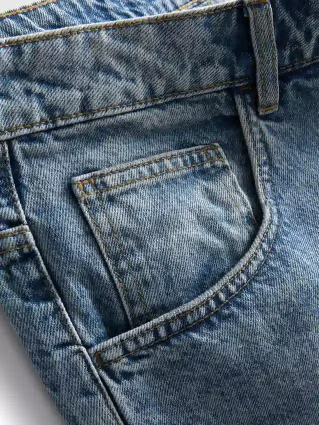Baggy denimshorts med mellemhøj talje