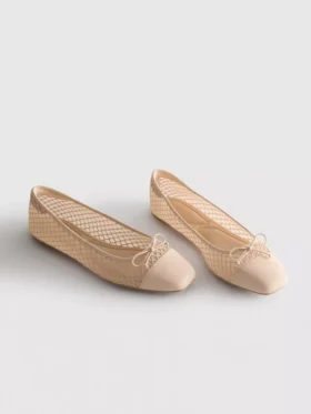 Balletflade sko i mesh med firkantet snude