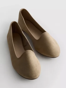 Balletflade sko i ruskind