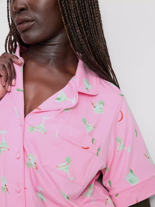 Bedrukt kort pyjamasser i boyfriend-stil