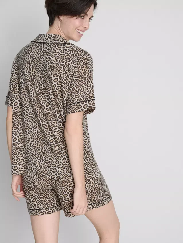 Bedrukt kort pyjamasser i boyfriend-stil