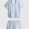Bedrukt kort pyjamasser i boyfriend-stil