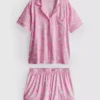 Bedrukt kort pyjamasser i boyfriend-stil