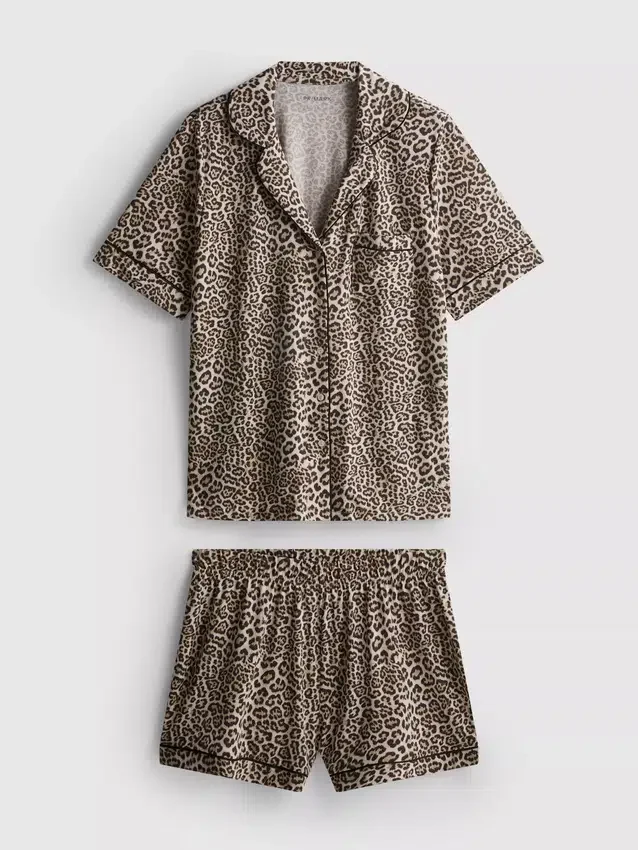 Bedrukt kort pyjamasser i boyfriend-stil