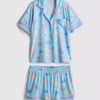 Bedrukt kort pyjamasser i boyfriend-stil