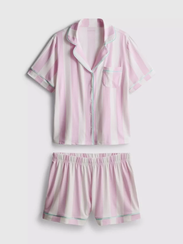 Bedrukt kort pyjamasser i boyfriend-stil
