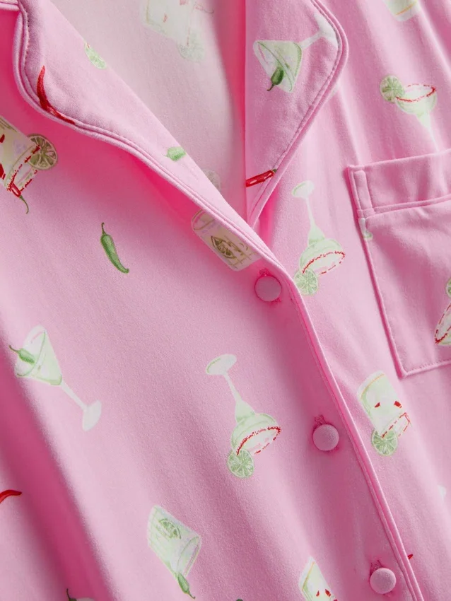 Bedrukt kort pyjamasser i boyfriend-stil
