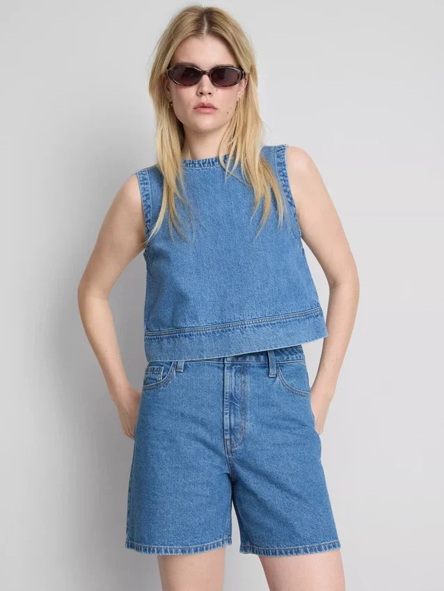 Bermudashorts i bomuldsdenim