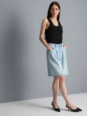 Bermudashorts i bomuldsdenim