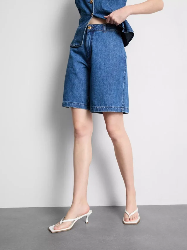 Bermudashorts i bomuldsdenim