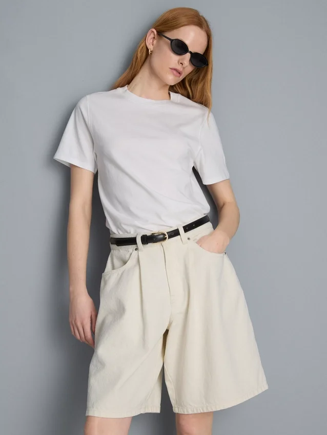 Bermudashorts i bomuldsdenim