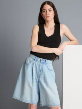 Bermudashorts i bomuldsdenim