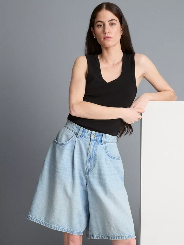 Bermudashorts i bomuldsdenim