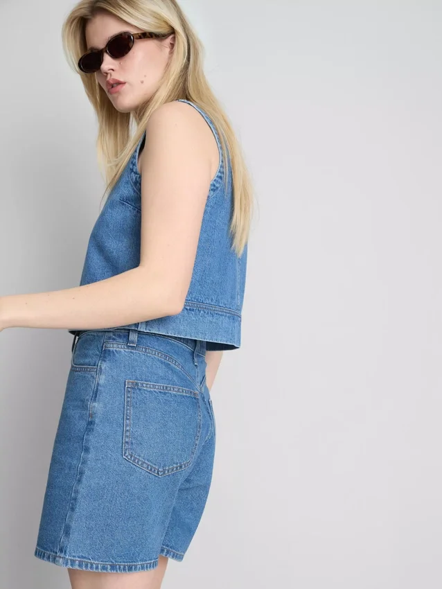 Bermudashorts i bomuldsdenim